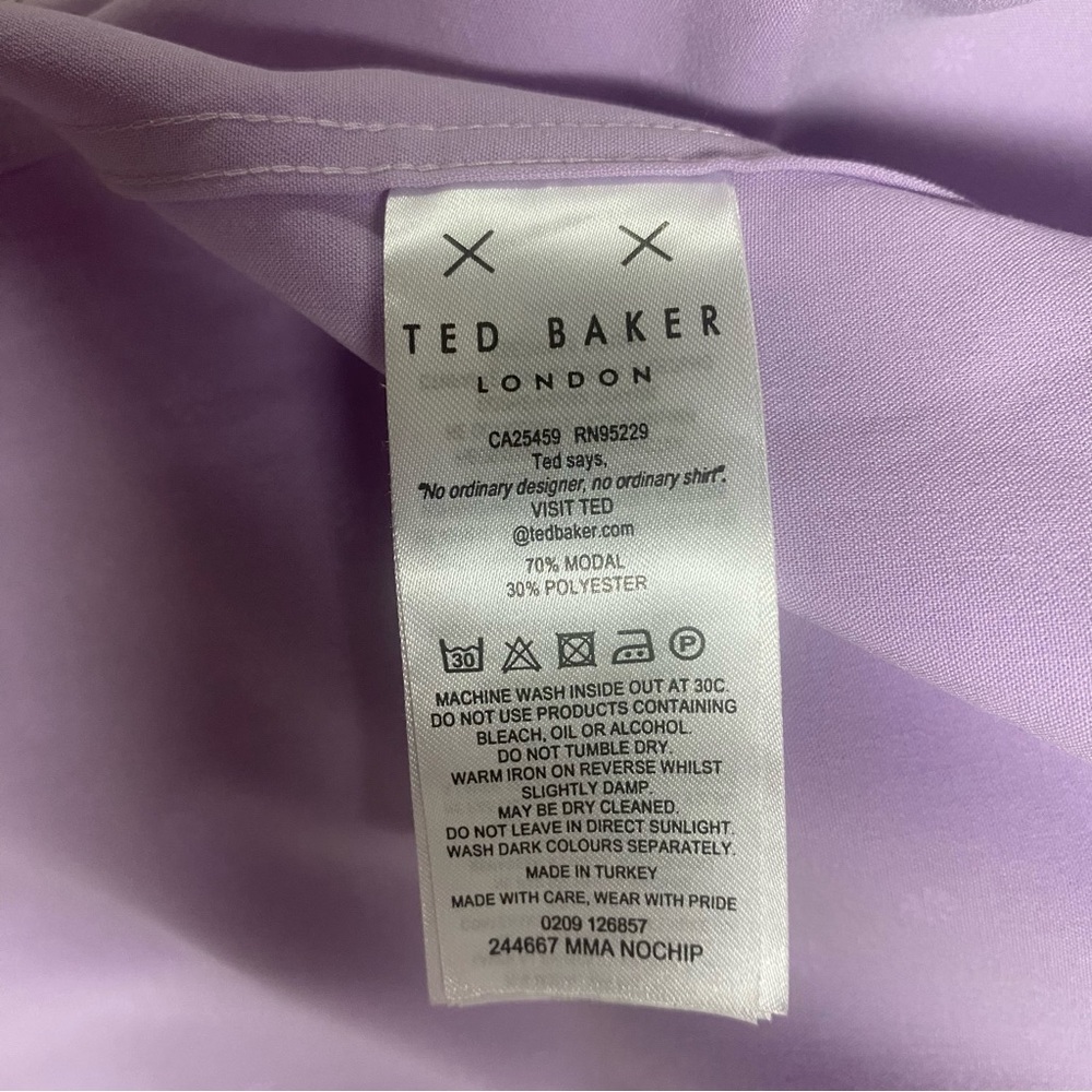 Ted Baker Lavender Short Sleeve Shirt, Flawless, 6 (XXL) - Picture 11 of 11
